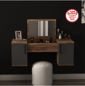 Resim Arnetti Mercan Makyaj Masası Duvara Monte Makyaj Masası Yer Kaplamaz Renk Lidya Antrasit 