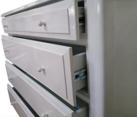 Resim Şifonyer Kayın Aslan Ayak 4 Çekmece Parlak BEYAZ Natüre PORSELEN Kulp El Yapım 