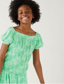 Resim Marks & Spencer Çiçek Desenli Kısa Kollu Bluz (6-16 Yaş) 