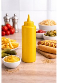 Resim Sosluk Sıkma Şişesi 500 Ml Bpa Free Hardal Sos Şişesi Endüstriyel Kullanım Sarı 