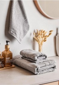 Resim Towy Grey 100% Pamuk 3'lü Banyo Havlusu Seti Gri 