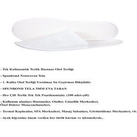 Resim Ayliz Plast & Ambalaj Tek Kullanımlık Otel Terliği Çiftli Beyaz 100 Adet Çift Ambalajlı 