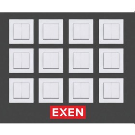 Resim Exen Karell Beyaz Komütatör Çerçeveli 12 Adet 