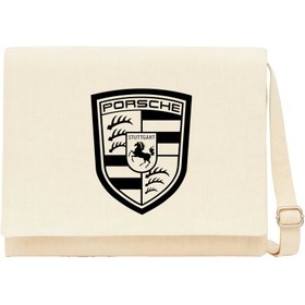 Resim Porsche Logo Black Krem Kanvas Postacı Çantası - Krem 