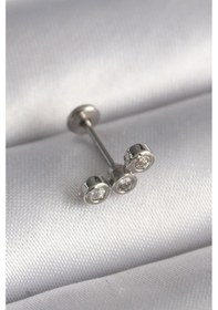 Resim 316l Çelik Gümüş Renk Zirkon Taşlı Tragus Piercing -prc-0881 Çok Renkli 