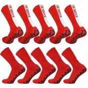 Resim Wezone 5 Çift Kaymaz Spor Çorap - Futbol Basketbol İçin Rahat Ve Esnek Kırmızı 