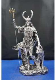 Resim Loki Odin'in Oğlu Heykeli 35 Cm Mitolojik Obje Hediyelik Eşya Ev Dekor Gümüş 