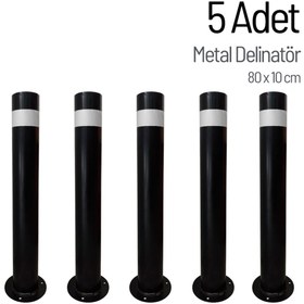 Resim İleri Trafik 5'li Metal Delinatör Seti, Metal Duba 80 x 10 cm 