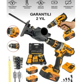 Resim Tekno Trust 2'li Set 780RP Bakır Sargı Darbeli Şarjlı Matkap Metal Şanzıman Vidalama Tilki Testere Aparat 
