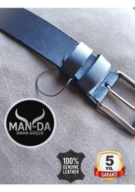 Resim Man-da Deri Manda Derisi Erkek Kemer Lacivert 
