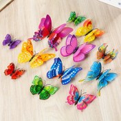 Resim 12 Adet 3D Manyetik Kelebek Duvar Stickerı, Çağdaş Hayvan Baskısı PVC, Metal Yüzey, Kendinden Yapışkan, Yeniden Kullanılabilir, Düzensiz Şekil, Mat Yüzey, Ev & Mutfak Dekorasyonu için Çok Yüzeyli Dekaller 