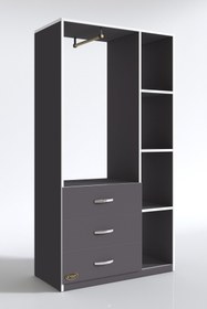 Resim Kenzlife Giysi Dolabı Ökkeş 175*90*40 Gri Gardırop 3 Çekmeceli 