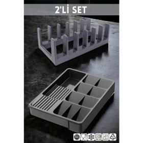 Resim Tekno Trust 2'li Mutfak Seti Antrasit Kaşıklık - Tencere Kapak Düzenleyici 