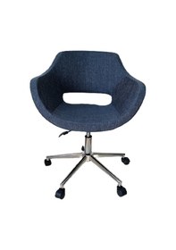 Resim Büro Koltuğu çalışma Sandalyesi Lacivert Renk Keten Kumaş Krom Yı 