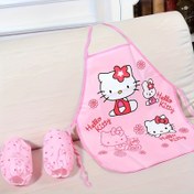 Resim Sanrio Hello Kitty Pink Apron and Sleeve Covers Set, Waterproof Polypropylene, Ideal for Cooking, Baking, Crafts, Painting, and Household Chores 