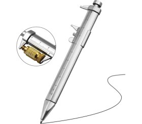 Resim Dtools Kaliperler Sürmeli Kaliper Aracı Tükenmez Kalem Gümüş Sürmeli Kaliper Çok Işlevli Kalem Yaratıcı Okul Hediyeleri Marker Kalem 0-100MM 