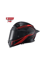 Resim Scoyco FF-871 FIRE SİYAH-KIRMIZI-CARBON GÜNEŞ VİZÖRLÜ KAPALI KASK (SİYAH CAMLI) 