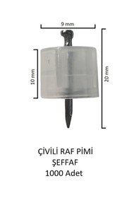 Resim Çivili Raf Pimi Şeffaf 1000 Adet Şeffaf 