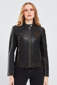 Resim Derimod Tampa Kadın Bronz Armalı Spor Deri Mont 23WGM515051 
