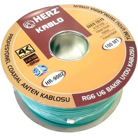 Resim herz Flexia Rgu6 Coaxial Uydu Kablosu 64 Tel Yeşil Renk 
