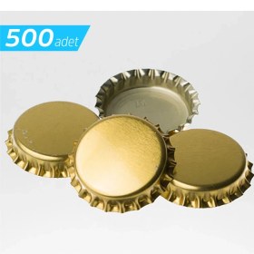 Resim Kombuçça Soda Gazoz Şişe Kapağı - Gold / Gümüş Renkli Taç Metal Teneke Kapak 500 Adet 