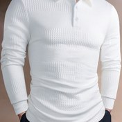 Resim Yaz için Erkek Düz Renkli Jakarlı Kısa Kollu Yaka T-shirt, Hediye Olarak Kullanışlı Dar Üstler 
