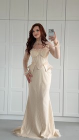 Resim Leydi Diana Bolero Abiye Ekru 