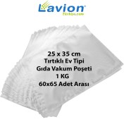 Resim Lavion 25X35 cm Ev Tipi Tırtıklı Gıda Vakum Poşeti -1 kg 
