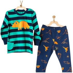Resim Dear Enika Andywawa Erkek Çocuk Dinazor Desenli Lacivert Çocuk Pijama Ac23403 001 