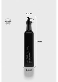 Resim Renga Urla Yazı Desenli 500 Ml Cam Yağlık 152073 Mat Siyah Siyah 
