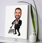 Resim Klarnet Çalan Erkek Karikatürlü Kanvas Tablo 
