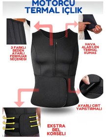 Resim Minufco Ayarlanabilir Bel Korseli Termal Motosiklet İçlik Siyah 