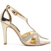 Resim Venüs 22240205 Altın Kadın Taş Detaylı Topuklu Ayakkabı 