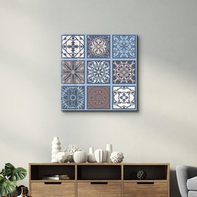 Resim 9 Mavi-Kahverengi İtalyan Seramik Karo Koleksiyonu | Cam Duvar Tablosu - L (80 x 80 cm) 