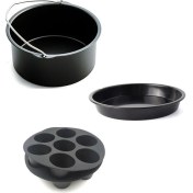 Resim Yuandong 3 Parça 7 Inç (18cm) Yui / Xiaomi / Philips / Kumtel Uyumlu Air Fryer Aksesuarları Set - Siyah (Yurt Dışından) 