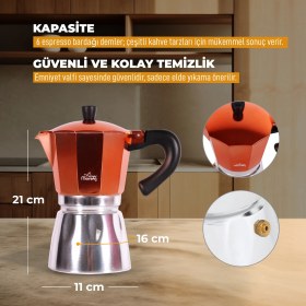 Resim Any Morning Hes-6 Espresso Kahve Makinesi Alüminyum Moka Pot 240 ml Bakır 