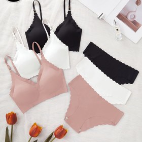 Resim 3 Parça Şık Dikişsiz Kadın İç Çamaşırı Seti 