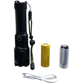 Resim Büro Ev Ofis İş Güvenliği İçin 2800mah Şarjlı Lamba 1500lm Tg Led Işıklı Zoomlu El Feneri Gri 