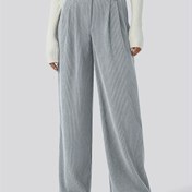 Resim Kadın Geniş Paça Pantolon - Cepli, Esnek Olmayan Kumaş, Günlük ve Resmi Kombinler İçin Nötr Renkli Pantolon - Sonbahar/Kış Gardırop Temel Parçası - Şık Ofis, Günlük Pantolon, Çok Yönlü Alt Giyim, Kadife Dokulu, Dayanıklı Yapı 