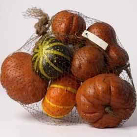 Resim Yapay Bal Kabağı Süs Kabağı Helowen Dekoratif Kabak 10lu Set 5-8cm Filede Turuncu Ve Yeşil Turuncu 