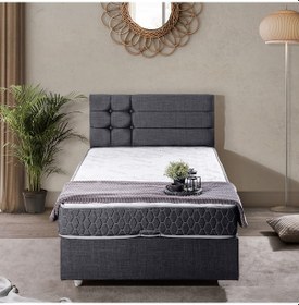Resim Viyana Tek Kişilik Baza Başlık Comfort Yatak Seti Antrasit 100 x 200 