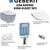 Resim Geberit Icon Rimfree Alpha10 Soft Slim Asma Klozet Seti - Beyaz 