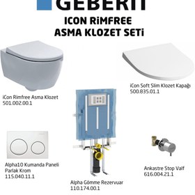 Resim Geberit Icon Rimfree Alpha10 Soft Slim Asma Klozet Seti - Beyaz 