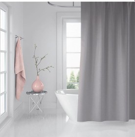 Resim Banyo Perdesi Gri 1x180x200, Perde Borusu Askı Aparatı Köşe Boru Beyaz Hediyeli, Duş Perdesi Seti Çok Renkli 