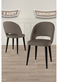 Resim Canisa Pane Serisi 2 Adet Cappucino Mutfak Sandalyesi Babyface Kumaş Siyah Ayak Cappucino Sandalye Siyah Ayak 