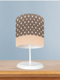 Resim Mekta Home Bebek Ve Çocuk Odası Sarı Gri Bulutlar Desenli Abajur 