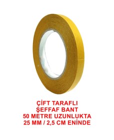 Resim Çift Taraflı Şeffaf Sarı Bant 50 M. Uzunlukta 33 Mm Eninde 1 