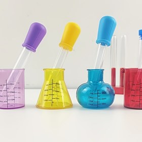 Resim Mini Ölçü Kabı Seti - Renkli Duyusal Öğrenme Aracı, Kendin Yap Bilim Deneyi Kiti, Renk Duyusal Bilim Deneyi Seti - Eğitici STEM Oyuncak Kombinasyonu, Karışık Renkler, Dört Renk Kombinasyonu 