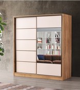 Resim Beenal Venüs Sürgülü Gardırop 200 CM - Lefkas Ceviz-Beyaz 