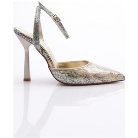 Resim Dgn 6080 Kadin Bilekten Bağlama Abiye Ayakkabi 6080-1974-R1524 Sarı 